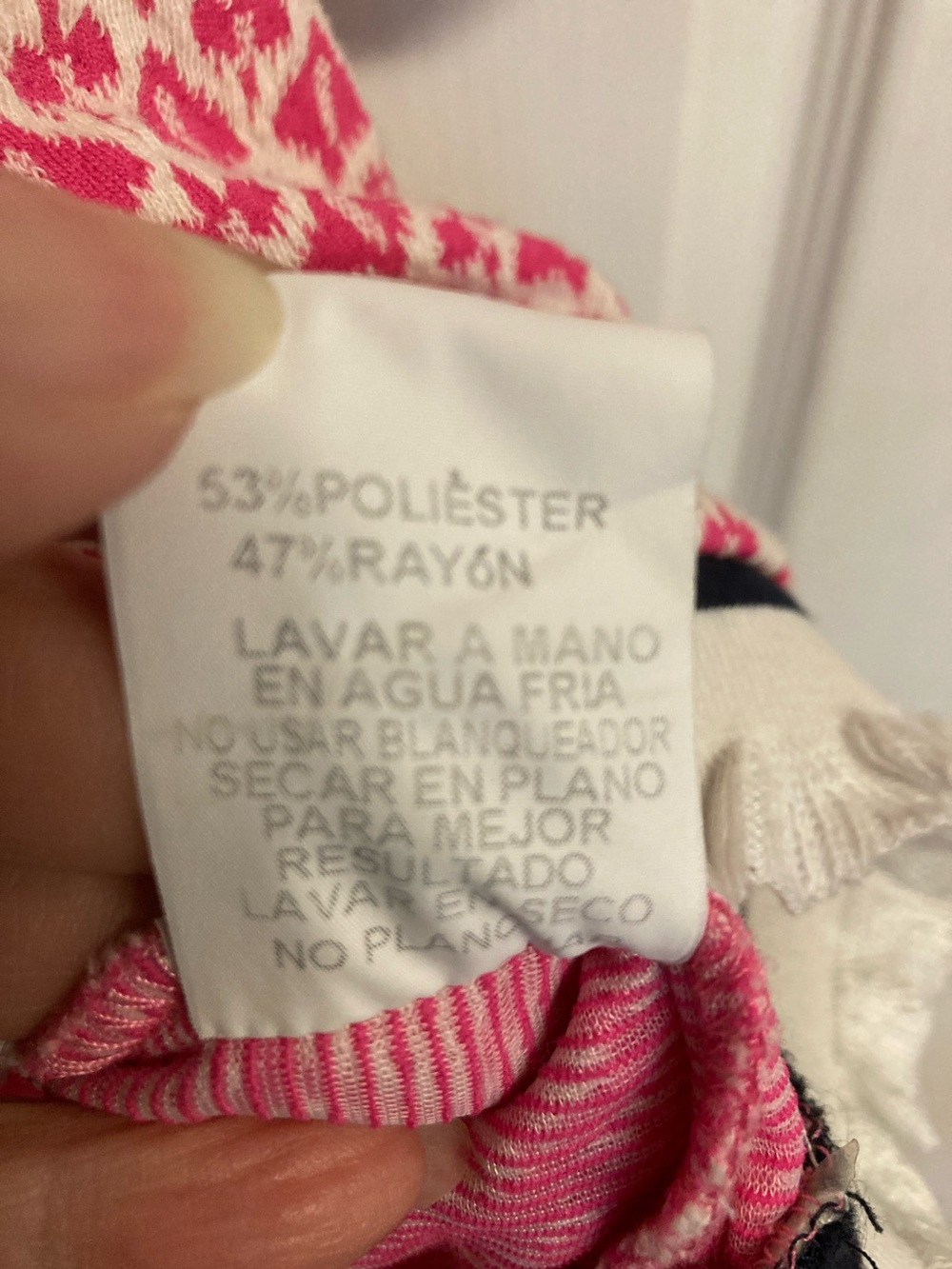 VOY Pink Patterned Short Sleeve Knit Top with Contrast Trim - Picture 3 of 9